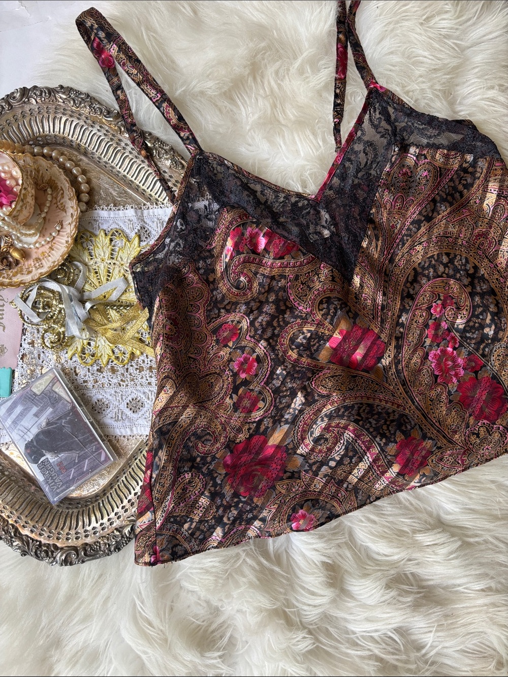 90s Victoria’s Secret Vintage Paisley Print Camisole Tank Top Cami Baddie Floral
